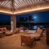 A patio with furniture and a fire pit.