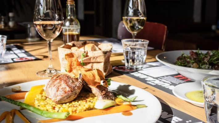 A plate of food on top of a table.